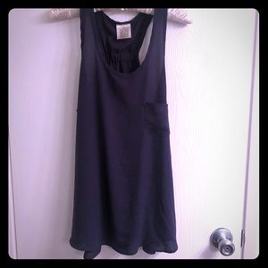 (C) Navy Chiffon Top